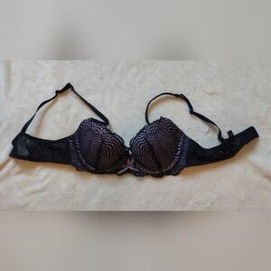 Adore Me Black and Light Purple Lace Bra